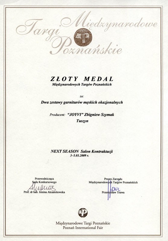 Złoty medal Międzynarodowych Targów Poznańskich 2009